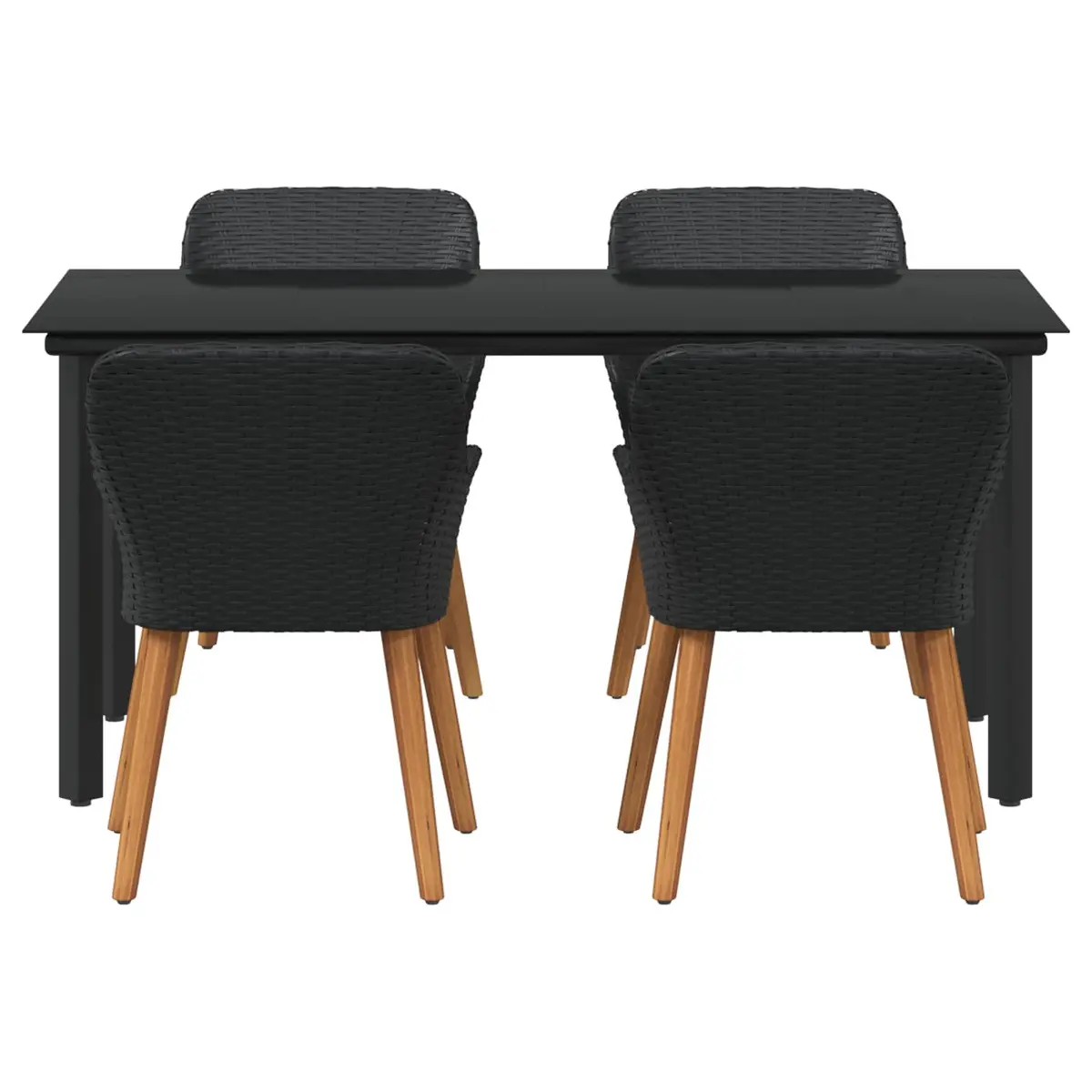 Garden Dining Set Black 5 Piece Outdoor Patio Table Chairs with Cushions
