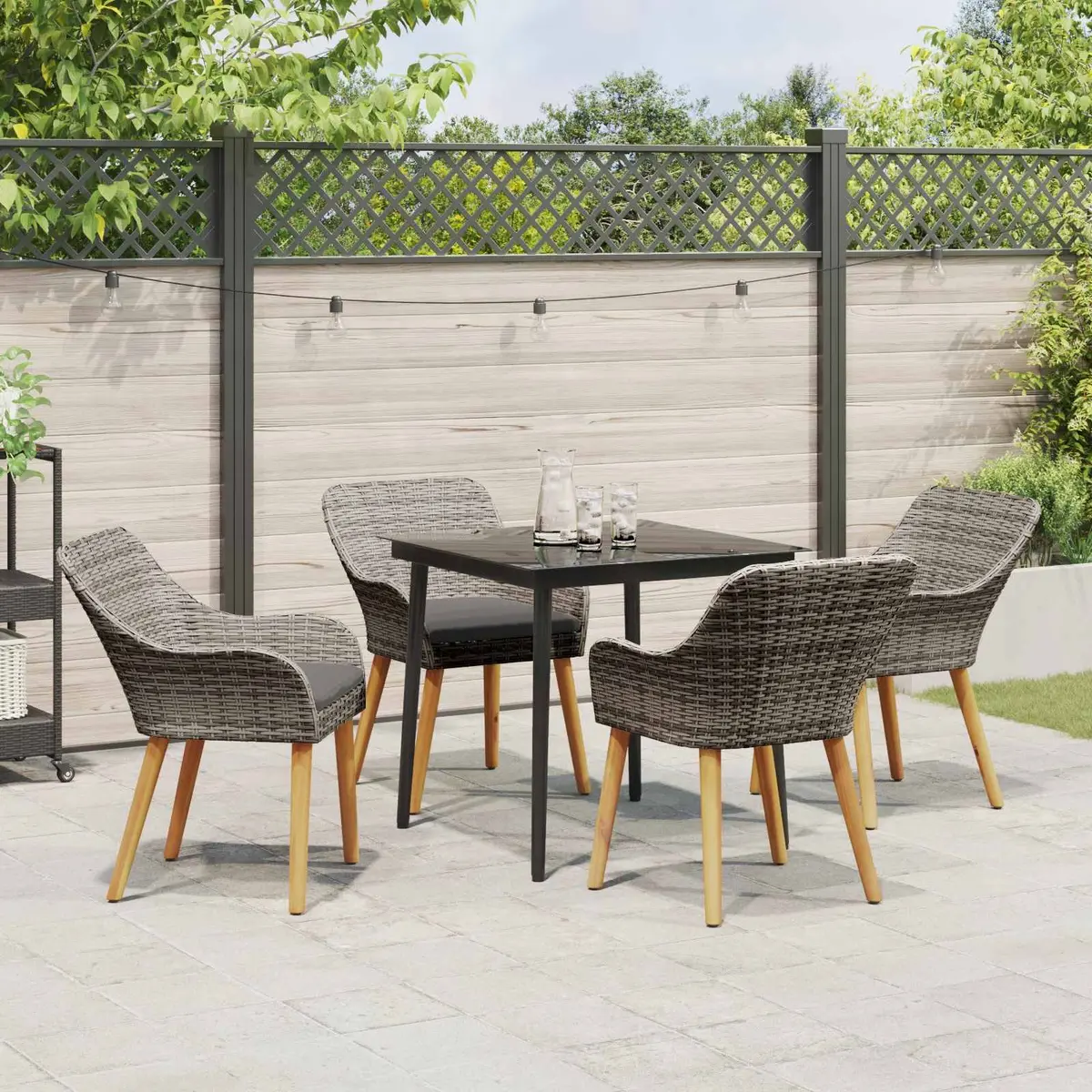 Garden Dining Set 5 Piece Outdoor Furniture Patio Table Chairs with Cushions