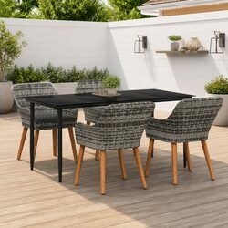 Compact 5-Piece Rattan Dining Set for Outdoor Use