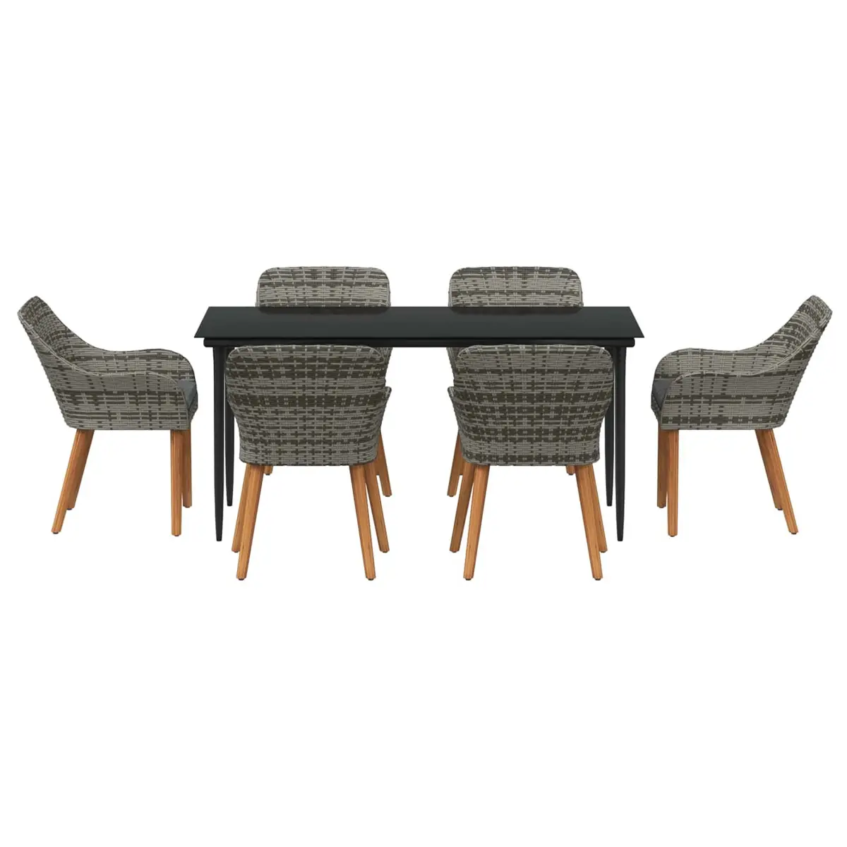 Grey Poly Rattan 7-Piece Outdoor Dining Set