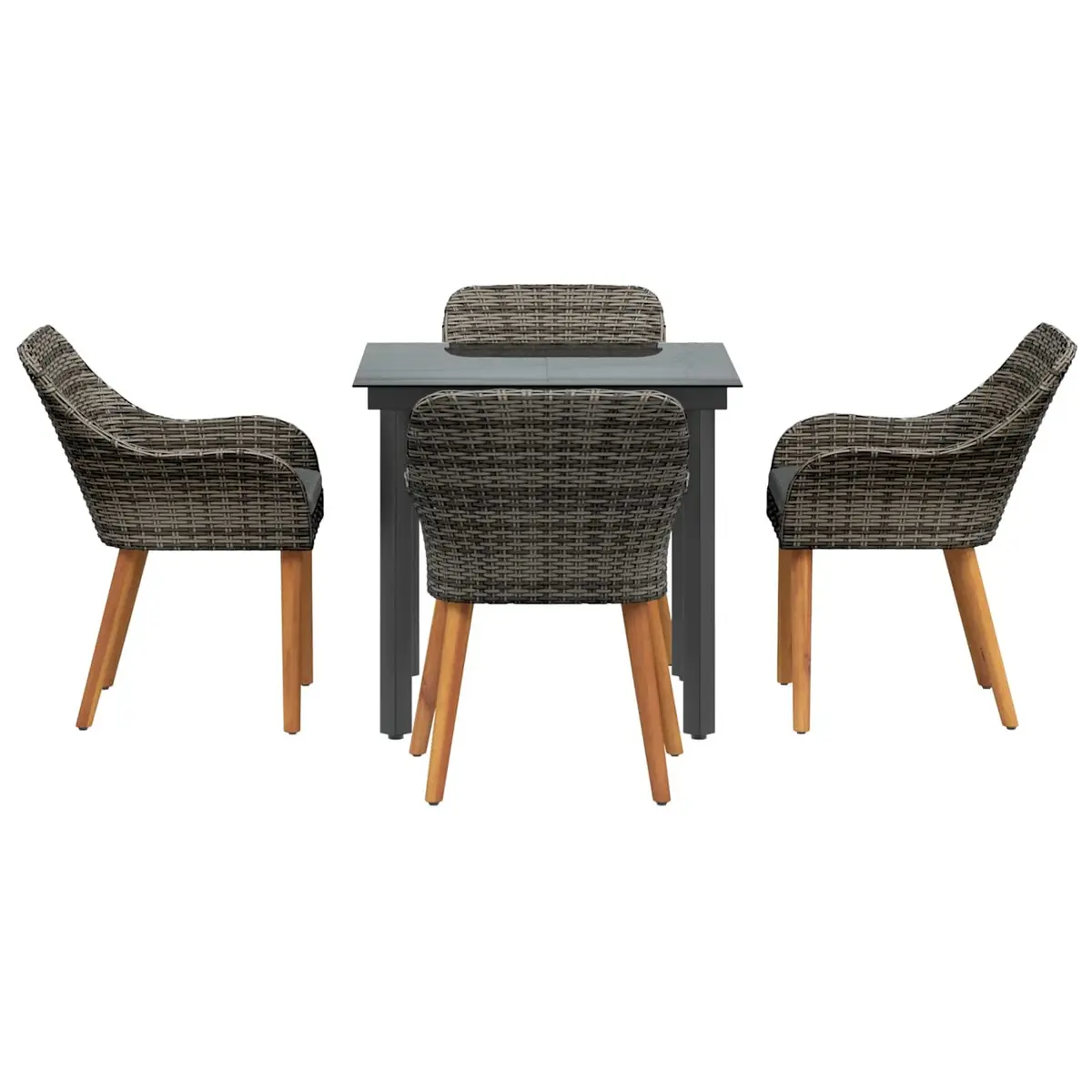 Garden Dining Set Grey 5 Piece Outdoor Patio Furniture with Cushions