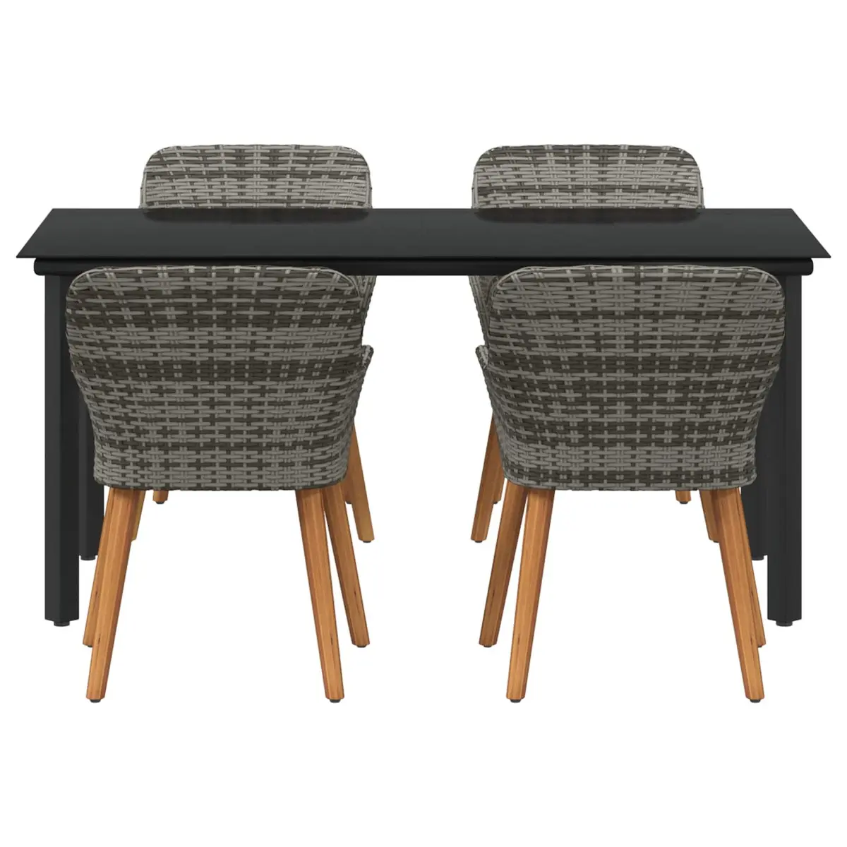 Garden Dining Set Grey 5 Piece Outdoor Patio Table Chairs Poly Rattan Cushion