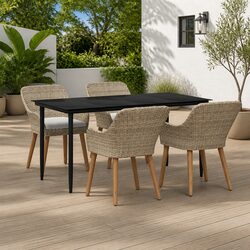 Compact 5-Piece Garden Dining Set in Beige