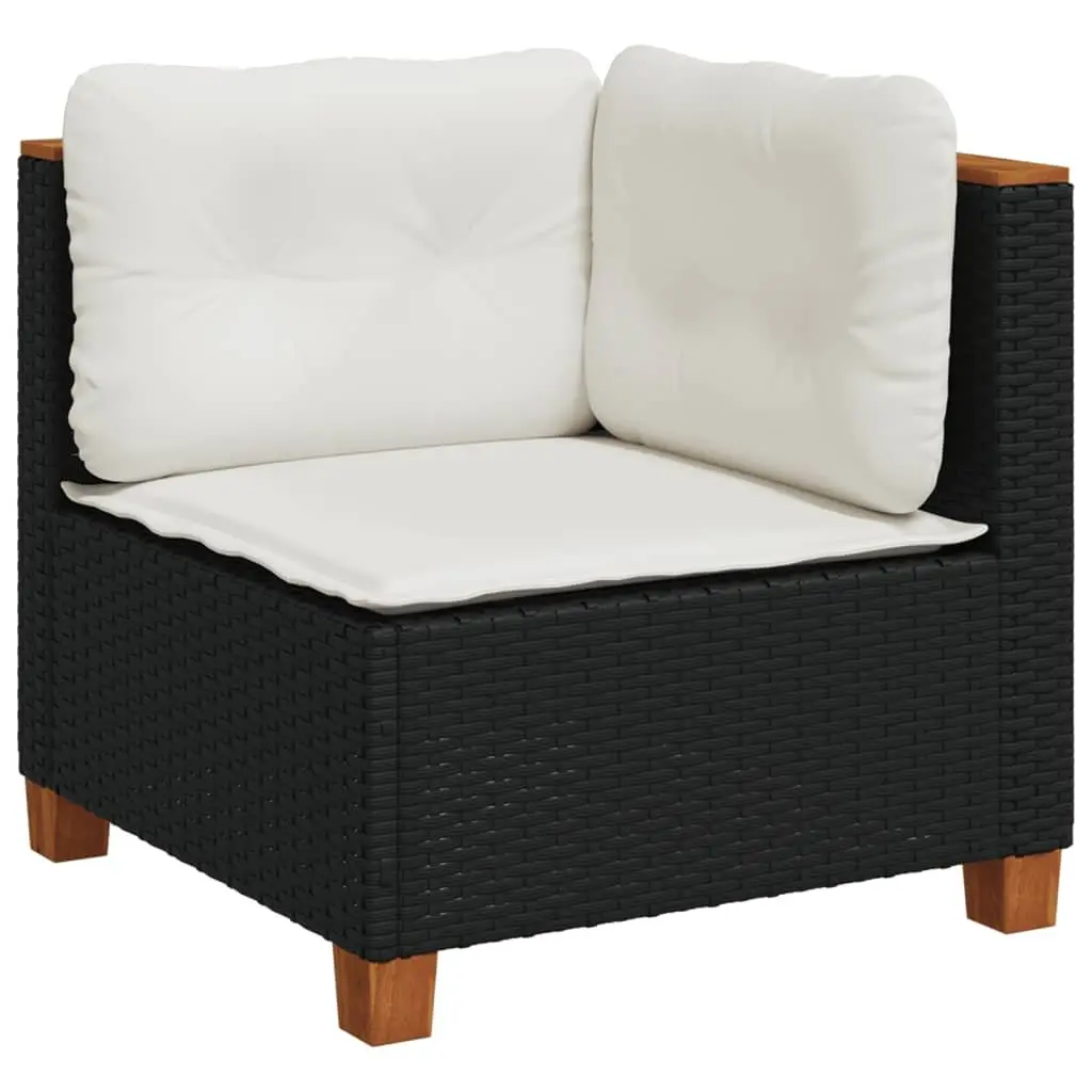 7 Piece Garden Sofa Set Outdoor Patio Furniture Black Poly Rattan with Cushions