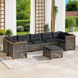 Garden Sofa Set 8 Piece Outdoor Furniture Grey Modular Patio Seating with