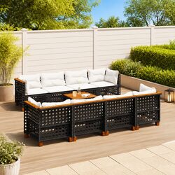Garden Sofa Set 9 Piece Outdoor Furniture Patio Lounge Poly Rattan Black with