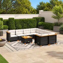 Compact 9-Piece Garden Sofa Set with Cushions: Effortless Style