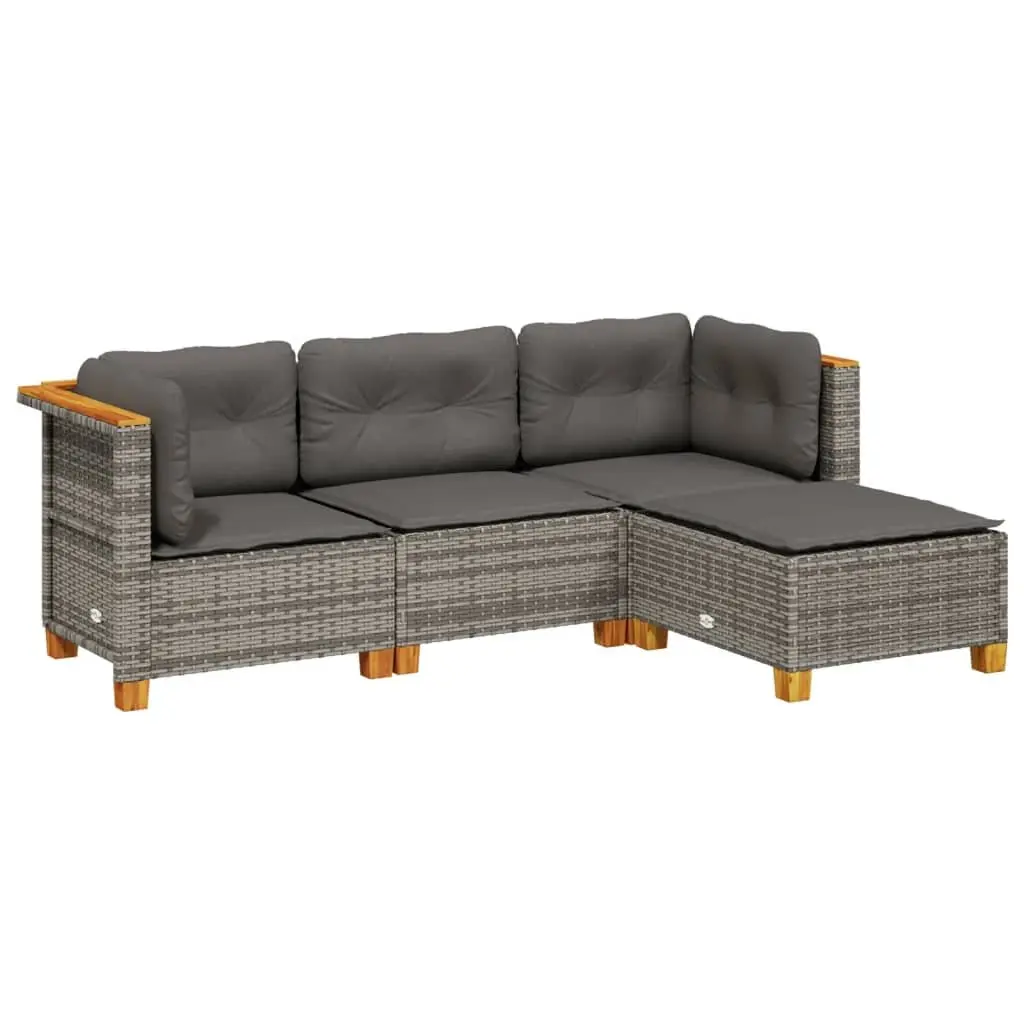 Garden Sofa Set 4 Piece Outdoor Furniture Patio Sectional Grey Cushions Modular