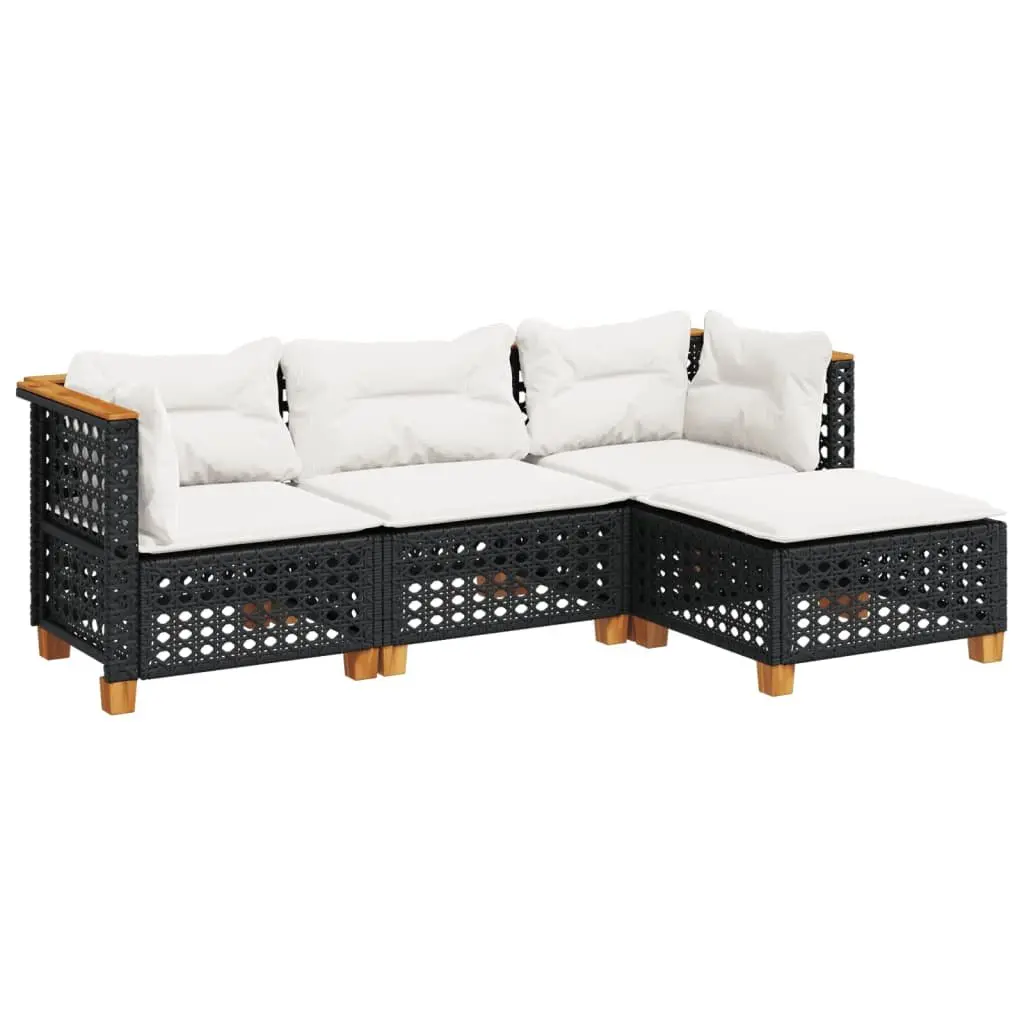 Black Garden Sofa Set with Cushions