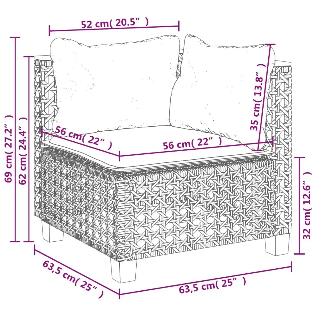 Black Garden Sofa Set with Cushions