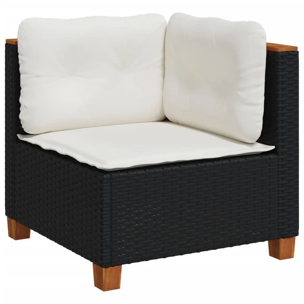 Garden Sofa Set 5 Piece Outdoor Furniture Patio Black Poly Rattan with Cushions