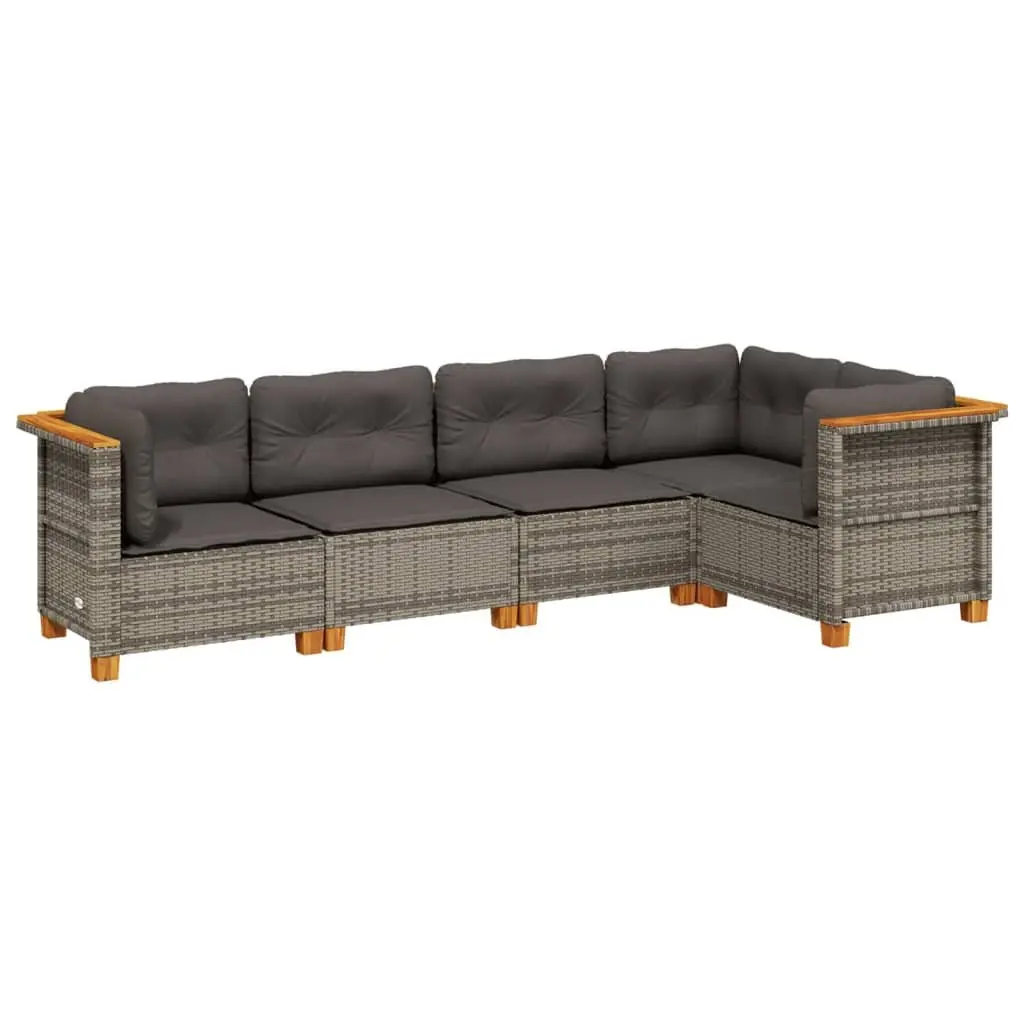 Garden Sofa Set 5 Piece Outdoor Furniture Modular Lounge Grey with Cushions