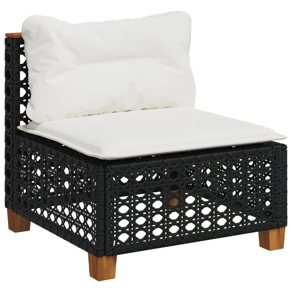 5 Piece Garden Sofa Set Outdoor Furniture Black Poly Rattan Cushions Patio