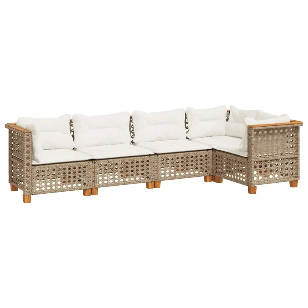 Garden Sofa Set 5 Piece Outdoor Furniture Patio Lounge Seating Beige Cushions