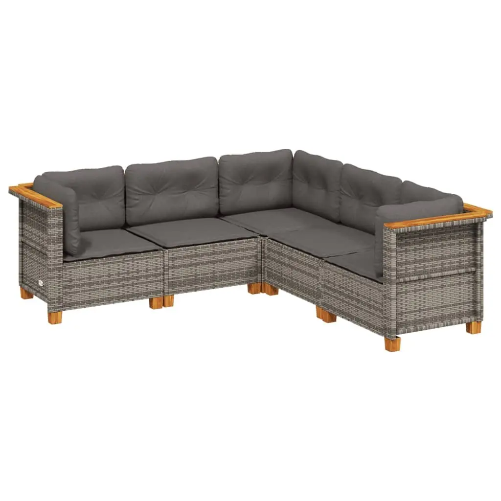 Garden Sofa Set 5 Piece Outdoor Furniture Patio Grey Rattan Cushions Modular