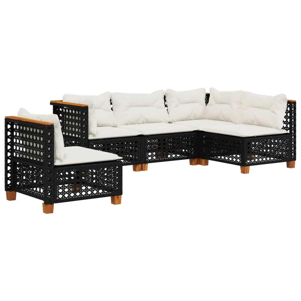 Garden Sofa Set 5 Piece Outdoor Furniture Patio Lounge Rattan Seating Black