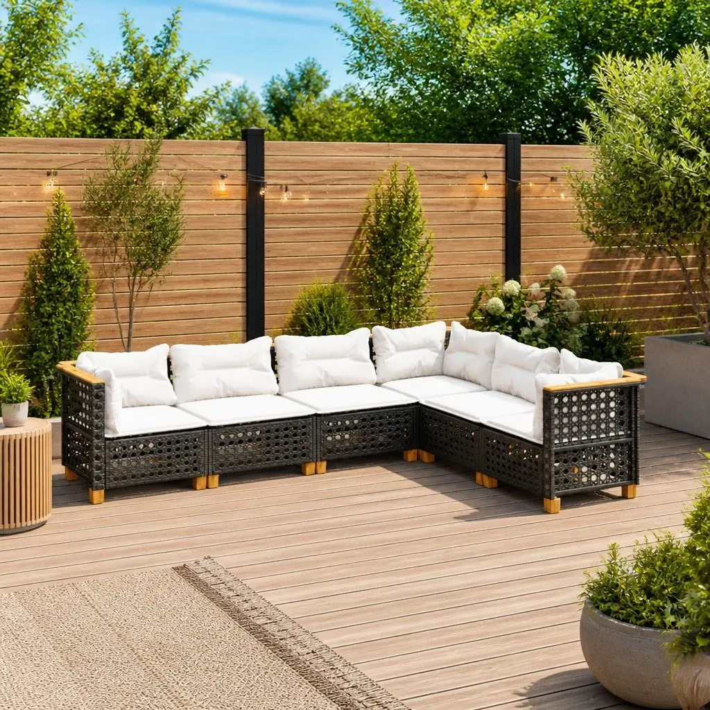 Black Garden Sofa Set 6 Piece