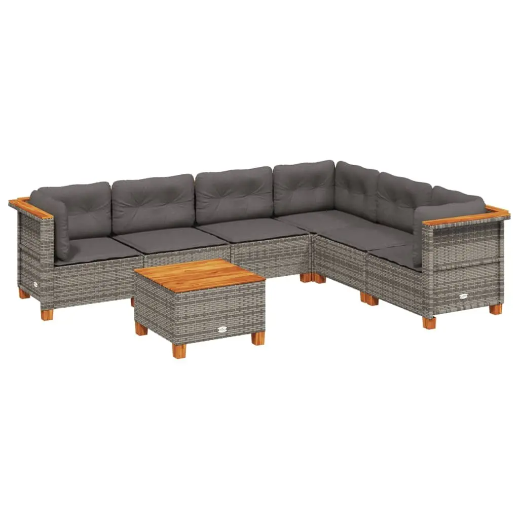 7 Piece Grey Outdoor Garden Sofa Set with Cushions Patio Furniture Rattan