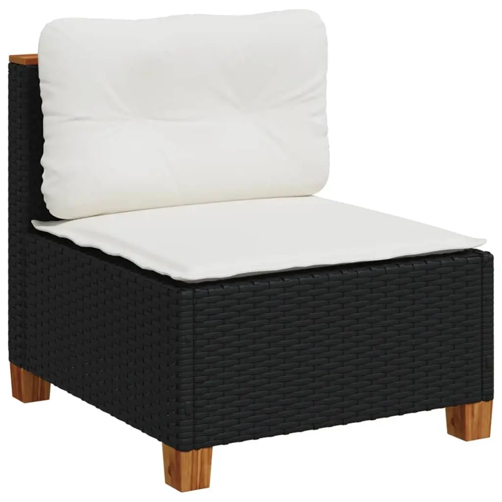 7 Piece Garden Sofa Set Black Outdoor Patio Furniture Poly Rattan with Cushions