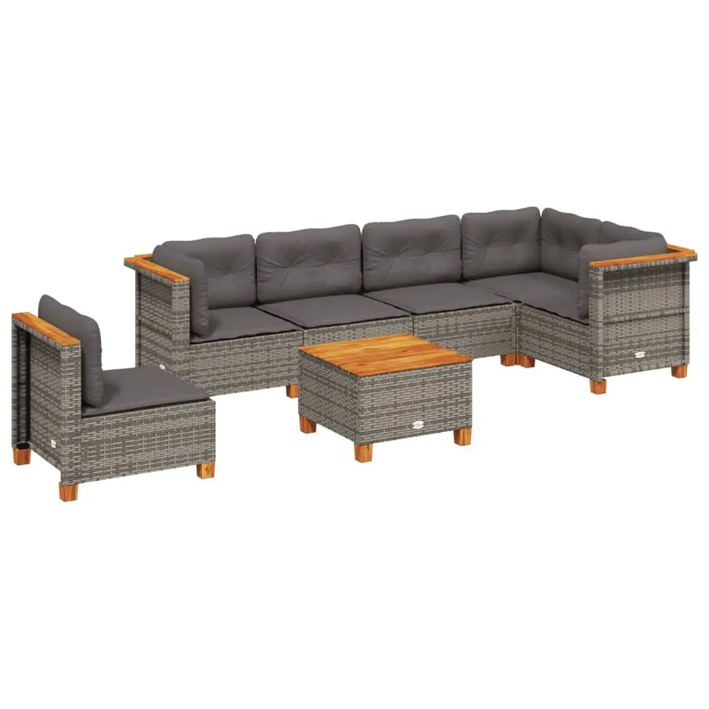 Garden Sofa Set 7 Piece Outdoor Furniture Patio Lounge with Cushions Grey