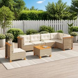 7-Piece Outdoor Sofa Set with Cushions - Beige