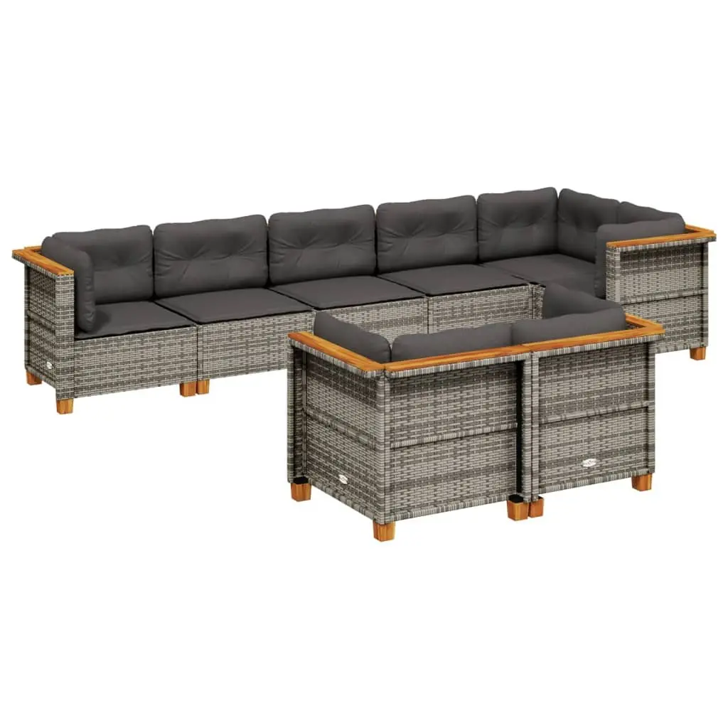 Garden Sofa Set 8 Piece Outdoor Furniture Grey Poly Rattan Modular Patio Seating