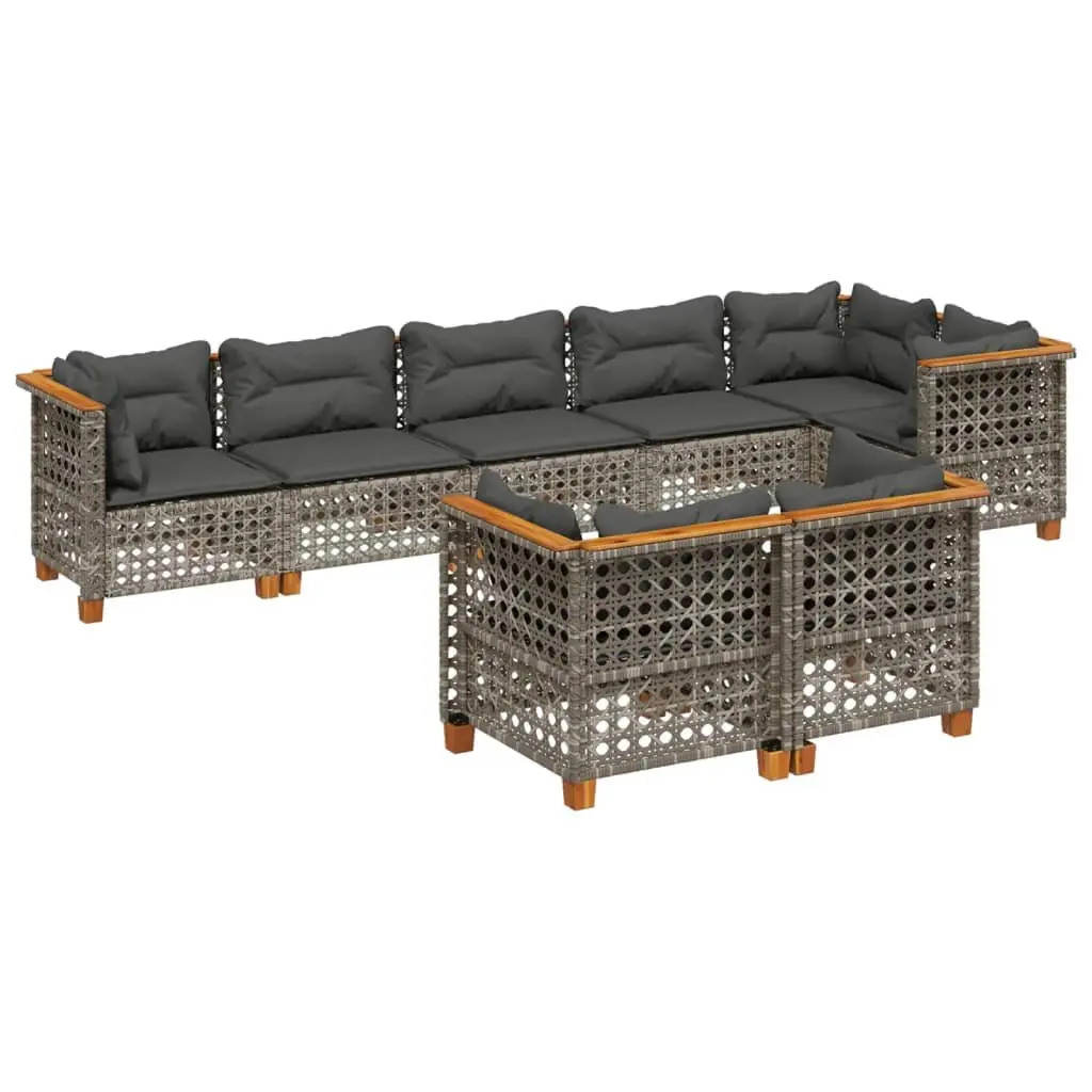 Garden Sofa Set Grey 8 Piece Modular Outdoor Patio Furniture with Cushions