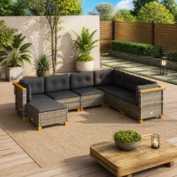 Concise Comfort: 7 Piece Garden Sofa Set for Outdoors