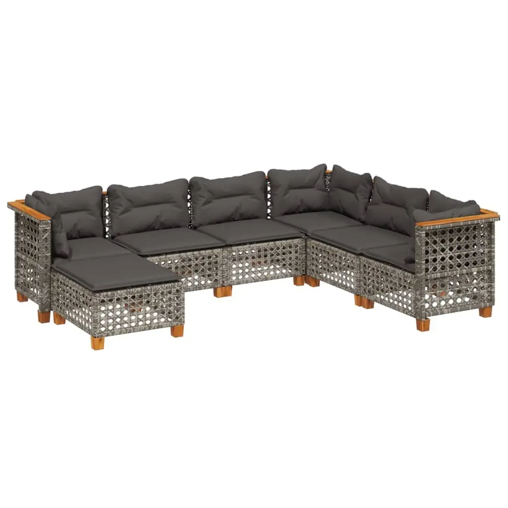 7 Piece Garden Sofa Set with Cushions Grey Outdoor Furniture Patio Lounge