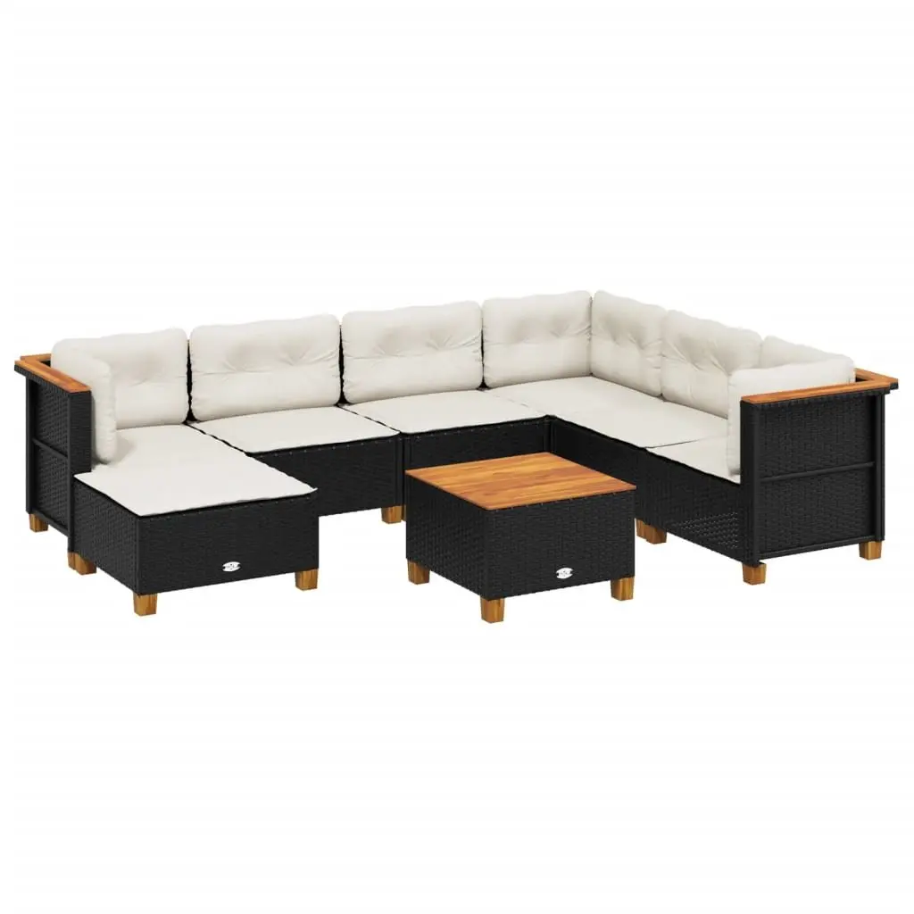 Garden Sofa Set 8 Piece Outdoor Furniture Patio Lounge with Cushions Black