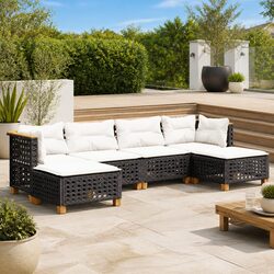 Concise 6 Piece Modular Garden Sofa Set in Black