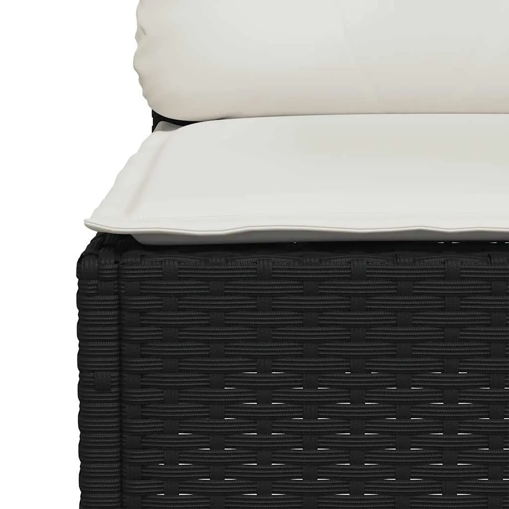 Garden Sofa Set Black 8 Piece Modular Cushioned PE Rattan Outdoor Furniture