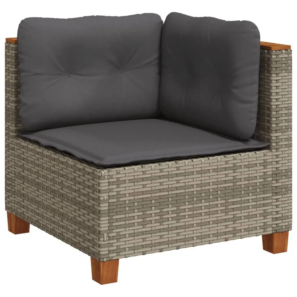 Garden Sofa Set Grey 8 Piece Modular Outdoor Furniture PE Rattan Cushions
