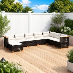 Sleek 8 Piece Black Patio Sofa Set for Outdoor Living