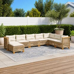 Garden Sofa Set 8 Piece Outdoor Patio Furniture Modular Beige Cushions