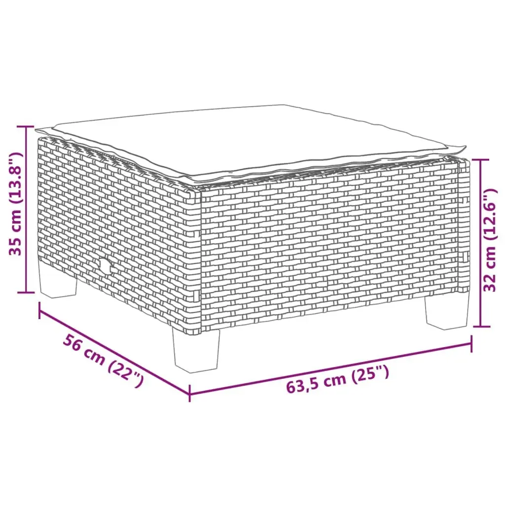 Garden Sofa Set Grey 9 Piece Modular Outdoor Furniture with Cushions Poly Rattan Acacia Wood Tabletop