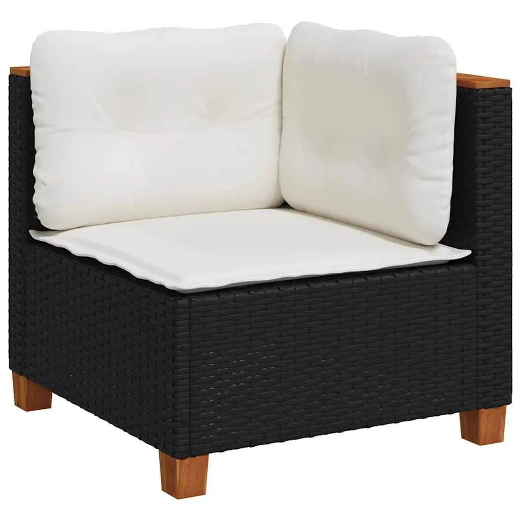Garden Sofa Set Black 7 Piece Outdoor Modular Sectional with Cushions