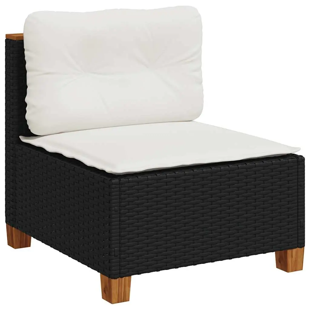 Garden Sofa Set Black 7 Piece Outdoor Modular Sectional with Cushions