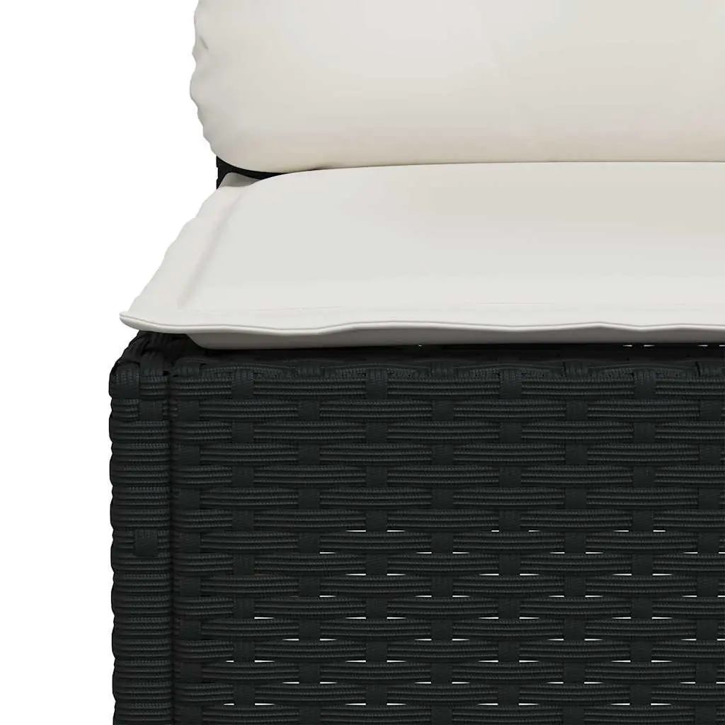 Garden Sofa Set Black 7 Piece Outdoor Modular Sectional with Cushions
