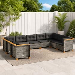 Garden Sofa Set 9 Piece Outdoor Furniture Modular Patio Seating with Cushions