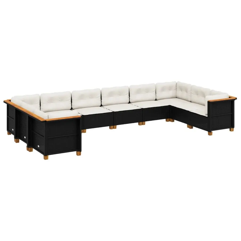 Garden Sofa Set Black 10 Piece Modular Outdoor Furniture Patio Seating