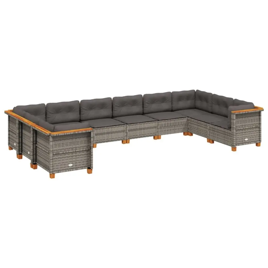Garden Sofa Set 10 Piece Outdoor Furniture Grey Rattan Modular Patio Seating