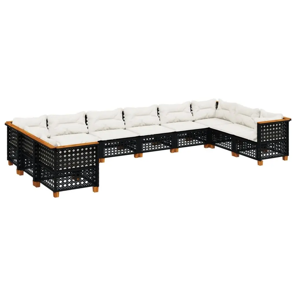 Outdoor Garden Sofa Set 10 Piece Patio Furniture with Cushions Black Modular
