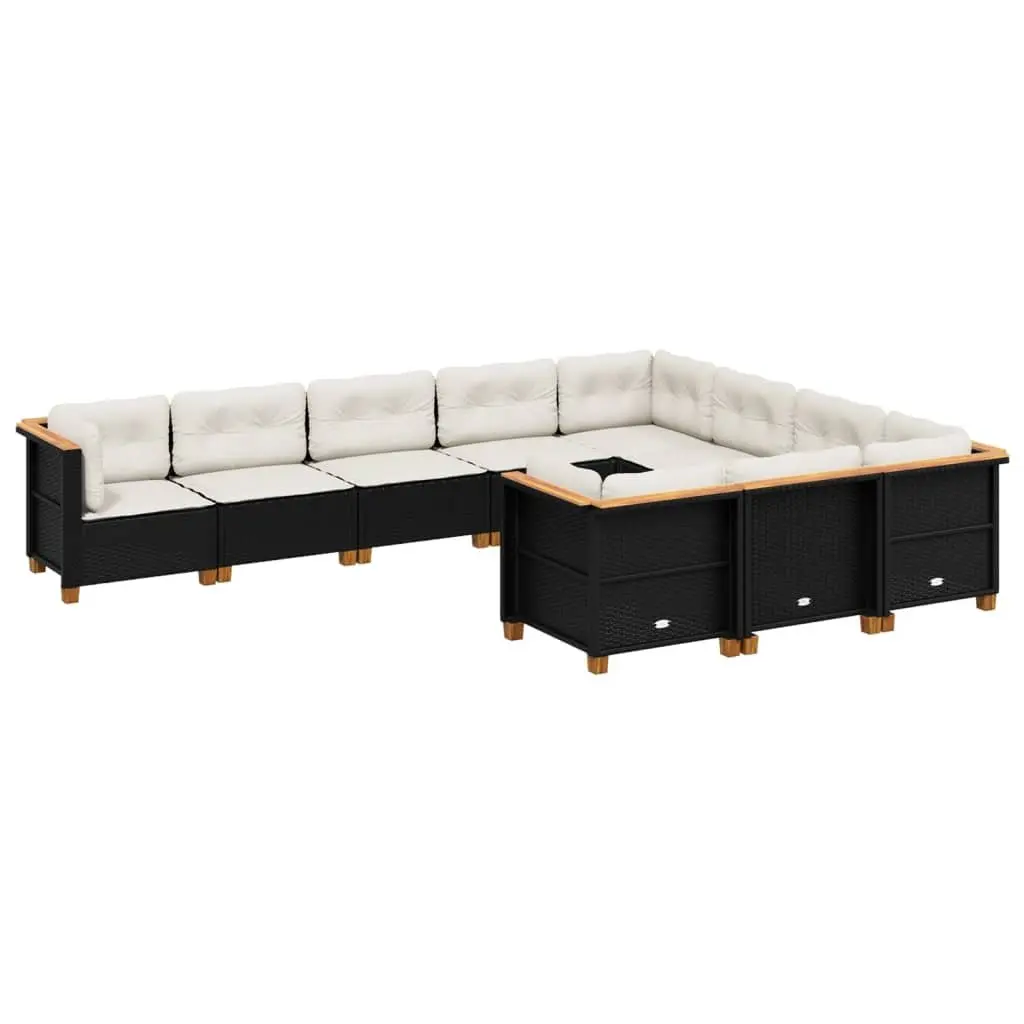 10 Piece Garden Sofa Set Black Modular Outdoor Furniture