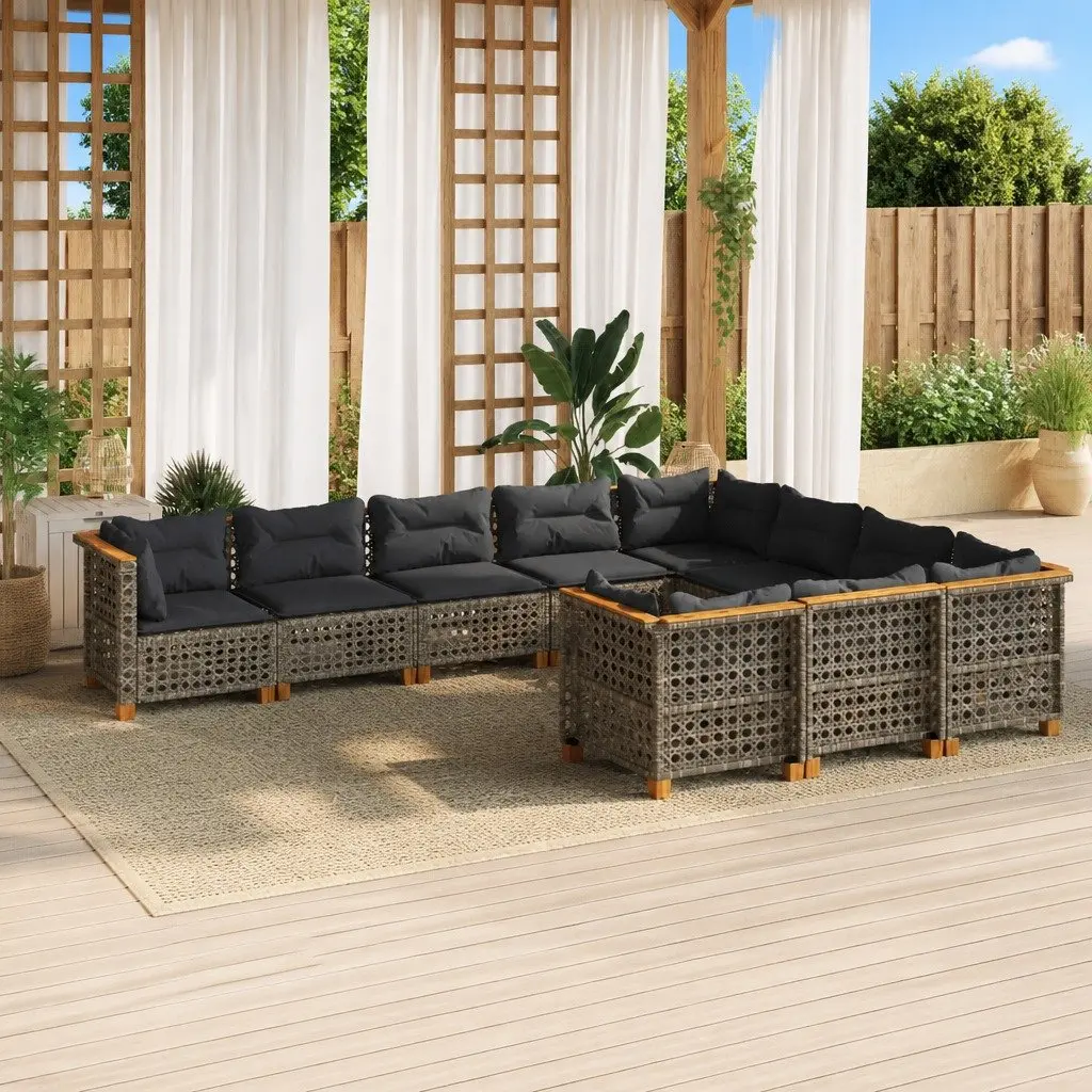 Garden Sofa Set 10 Piece Outdoor Furniture with Cushions Grey Patio Seating