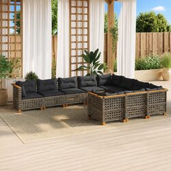 Garden Sofa Set 10 Piece Outdoor Furniture with Cushions Grey Patio Seating