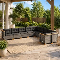 Compact 10 Piece Garden Sofa Set with Removable Cushions