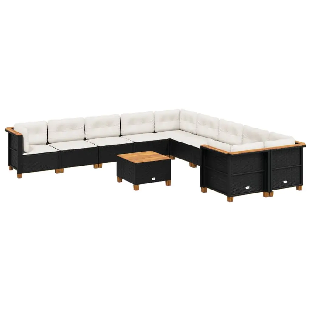 Garden Sofa Set 11 Piece Outdoor Furniture Patio Rattan Cushioned Seating Black