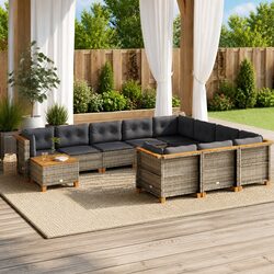 Compact and Comfortable 11-Piece Grey Sofa Set