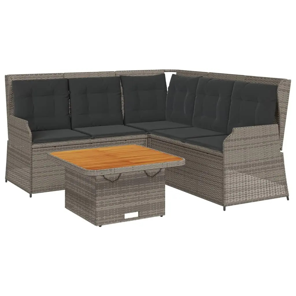 4 Piece Garden Lounge Set Grey Poly Rattan Patio Sofa Chair Adjustable Backrest